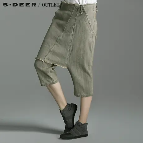 【多件多折】sdeer圣迪奥女装时尚现代设计感中裤S14280705商品大图