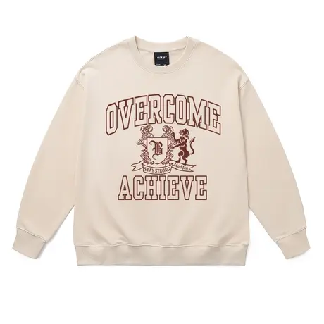 潮牌圆领卫衣复古美式校园学院风logo标语重磅纯棉加绒加厚上衣冬商品大图