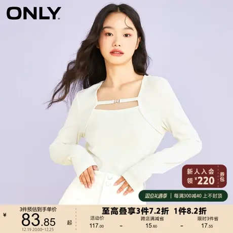 ONLY奥莱夏季拼接假两件法式领口套头长袖T恤女商品大图