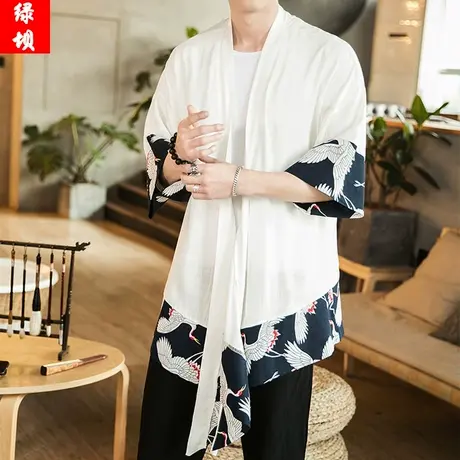 夏季中国风男上衣民族风七分袖宽松外套文艺青年薄款防晒服披风潮图片