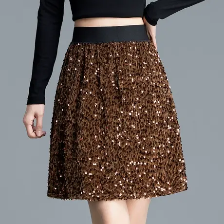 洋气亮片短裙半身裙女春季2024新款时尚显瘦a字裙气质百搭短裙子商品大图