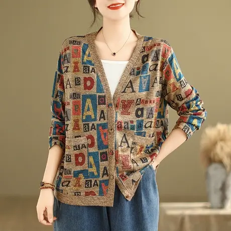 小香风针织外套女2024新款中式毛衣开衫春高级感国风上衣中年妈妈商品大图