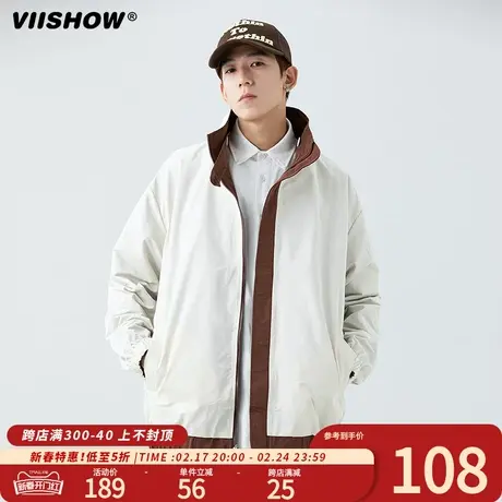 VIISHOW桑延冲锋衣男拼接翻领外套夹克oversize上衣防风2024年春商品大图