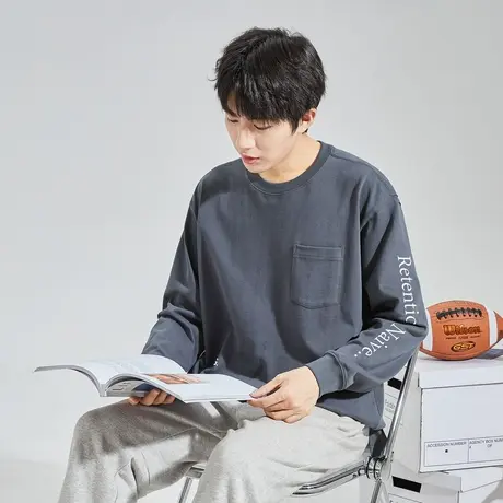 唐狮2023秋季新款长袖T恤男韩版显瘦打底衫宽松学生上衣潮流3.1商品大图