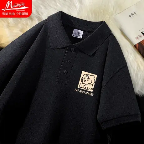 美式Polo衫男士短袖翻领休闲商务百搭半袖夏季新款ins珠地棉上衣商品大图