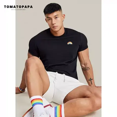 TOMATOPAPA原创短袖t恤圆领男基础棉体恤透气清凉青年运动男上衣商品大图