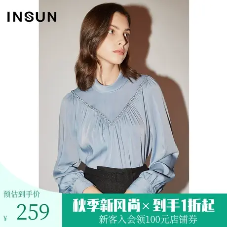 恩裳COVER春秋季时尚大灯笼袖手工打褶微法式衬衫上衣女装商品大图