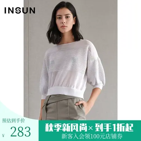 恩裳商场同款夏季灯笼袖短款薄款针织衫女上衣宽松显瘦图片