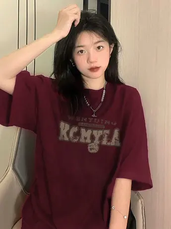 纯棉重磅设计感短袖t恤女夏季新款小众韩版宽松港味复古chic上衣商品大图