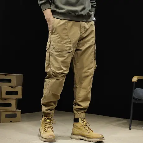 美式工装裤男潮牌男款多袋束脚男裤工装裤子男士大码秋季2023新款商品大图