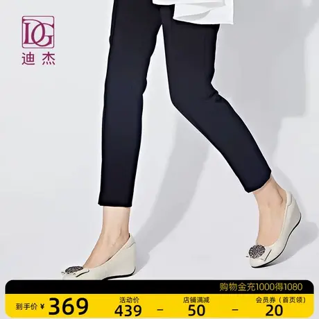 真皮蝴蝶结浅口坡跟单鞋女春秋2023新款内增高舒适软底妈妈皮鞋商品大图