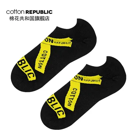 Cotton Republic/棉花共和国女士船袜黑色提花情侣休闲森系学生袜图片