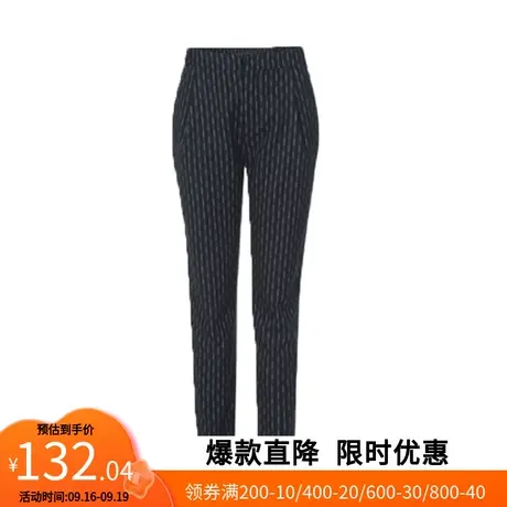 【艾格】竖条纹休闲铅笔长裤女2023春季新款修身显瘦chic直筒裤潮商品大图