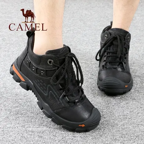 Camel/骆驼男鞋冬季款真牛皮长加绒毛保暖爸爸舒适户外休闲男靴子商品大图