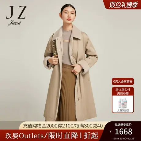 JZ玖姿风衣式羽绒服女装2022冬季新款休闲通勤保暖外套图片