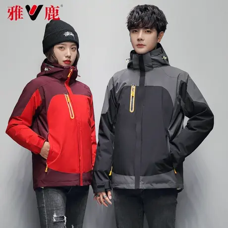 雅鹿羽绒服情侣短款男女同款2021冬季新款连帽工装保暖派克服外套商品大图