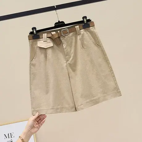 工装高腰五分裤短裤女休闲宽松显瘦阔腿短裤新款夏装弹力A字裤子商品大图