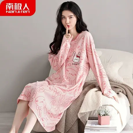 纯棉睡裙女春秋款夏季女士性感长袖孕妇娇美睡衣女款2024新款春款商品大图