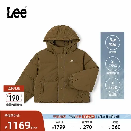 Lee韩国设计舒适版美拉德小刺绣Logo棕色女羽绒服潮LWT010375207图片