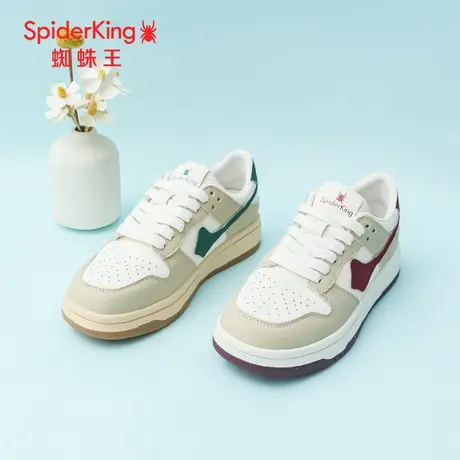 SPIDER KING/蜘蛛王休闲板鞋女真皮2025春商场新款时尚拼色小白鞋商品大图