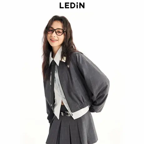 乐町肌理夹克便服女春季新款外套上衣C2BBE1112商品大图