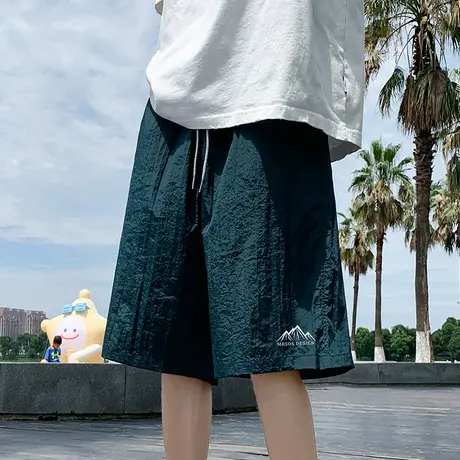 速干休闲短裤男夏季2025新款健身跑步运动潮牌透气冰丝沙滩五分裤商品大图