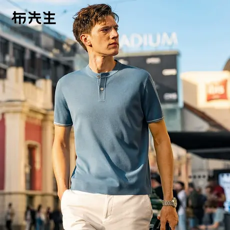 MrBu布先生精致撞色羊毛衫2025春夏立体肌理感羊毛短袖t男PT15537图片