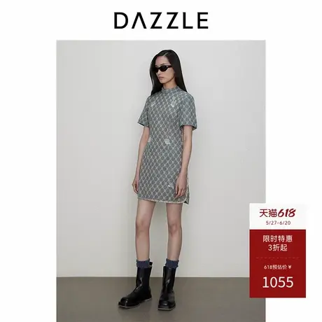 DAZZLE地素奥莱 连衣裙秋季女装爱的吉象牛仔复古魔方旗袍图片