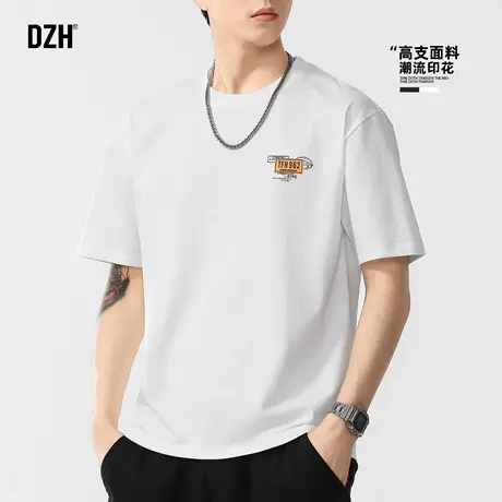 青少年白色短袖男款夏季潮牌2025新款圆领印花t恤美式宽松半袖潮商品大图