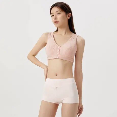 三枪前开扣无钢圈全罩杯春夏女背心式收副乳中老年妈妈文胸L42219商品大图
