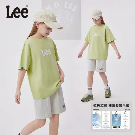 lee好看童装2025年夏季新款米黄色男女童短袖T恤上衣薄款衣服休闲图片