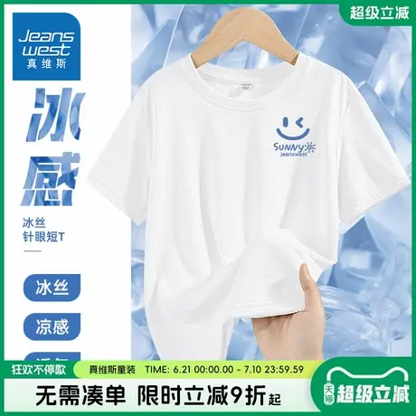 真维斯童装男童夏季短袖t恤男大童网眼速干半袖男大童凉感衣服男商品大图