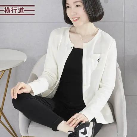 2023新款冬装圆领绣花宽松长袖开衫女装外套纯色休闲妈妈大码上衣商品大图