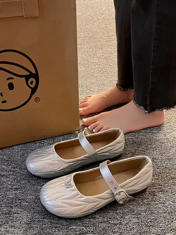 小皮鞋女小众设计感2023春秋新款单鞋舒适平底奶奶一脚蹬玛丽珍潮图片