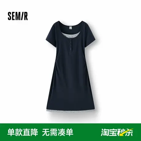 [商场同款]森马连衣裙女碎花假两件甜美2025夏季新款显瘦短裙时尚图片
