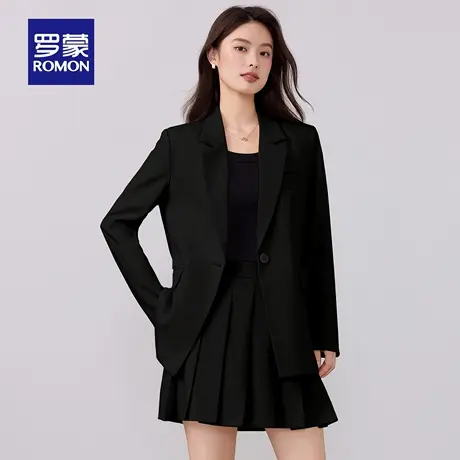 罗蒙女士优雅气质单西2025秋季新款宽松休闲西装外套纯色百搭西服商品大图