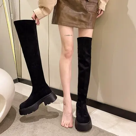百搭过膝长靴女2025年新款秋季过膝厚底增高骑士靴小个子显瘦靴子图片