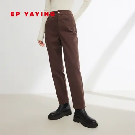 EP雅莹女装  棉质通勤直筒显瘦彩绒加绒牛仔裤 2023秋冬新款J613B图片