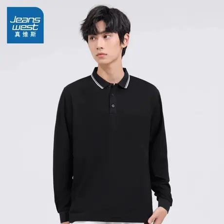 V7真维斯男款上衣2025春季新款衣服简约轻商务百搭男装长袖POLO衫商品大图