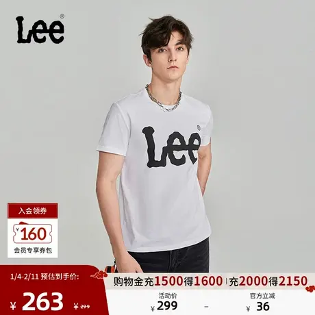 Lee商场同款经典白色大Logo印花圆领男休闲短袖T恤LMT0065673RX商品大图