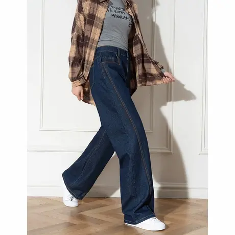 唐狮秋季新款女士牛仔长裤直筒小个子显瘦百搭时尚今年流行爆款TU图片