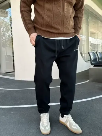 DAEVU冬款加绒加厚弹力束脚潮胖加肥加大码男士休闲针织运动卫裤商品大图