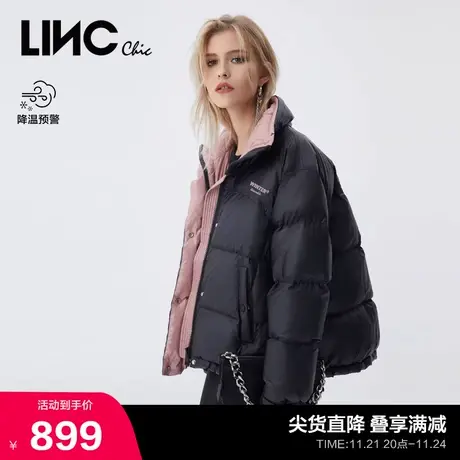 LINCCHIC金羽杰羽绒服女免洗撞色短款羽绒服女冬季外套Y21801232Y商品大图