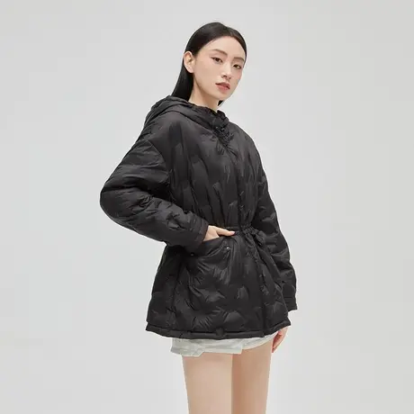 艾莱依新款羽绒服女秋冬季时尚高级轻薄款连帽设计感小众保暖外套商品大图