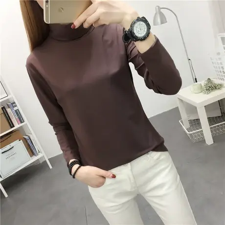 高领打底小衫女士秋冬长袖2023新款韩版学生上衣服百搭港风t恤商品大图