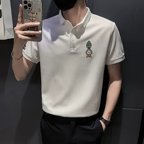 2022夏季男士t恤polo衫短袖翻领半袖刺绣潮流百搭体恤潮牌打底衫商品大图
