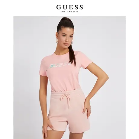 【38上新季】GUESS女士纯色纯棉圆领经典渐变字母短袖T恤上衣商品大图