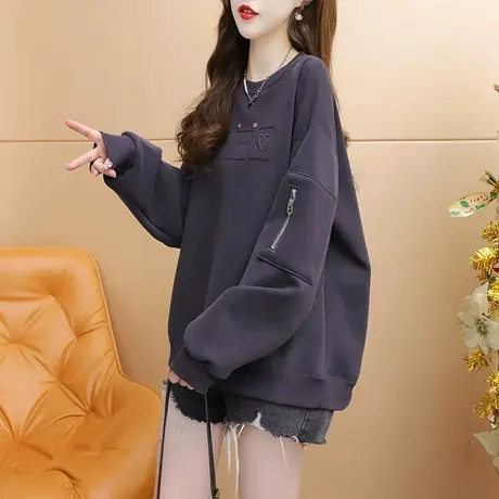 复古美式卫衣外套女2024新款春季爆款时尚洋气百搭宽松设计感上衣商品大图