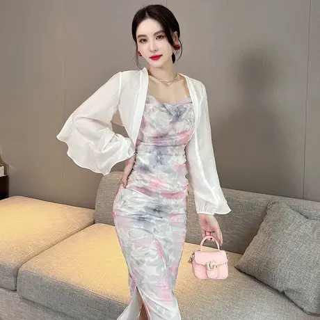 小披肩夏季新款配裙子的上衣开衫女薄款短款长袖防晒吊带外搭罩衫图片