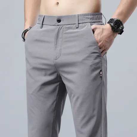 冰丝薄款运动休闲长裤男士直筒宽松夏季夏天2024新款弹力工作上班商品大图